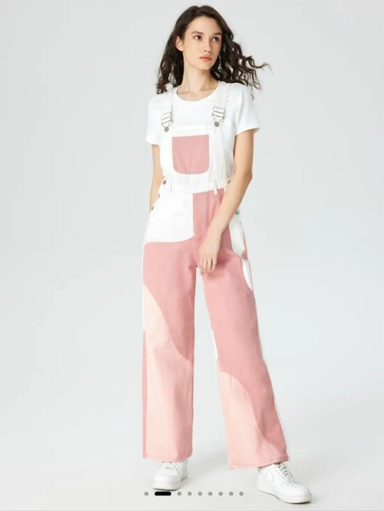 Cider Pants - Cider Pink and White Patchwork Overalls